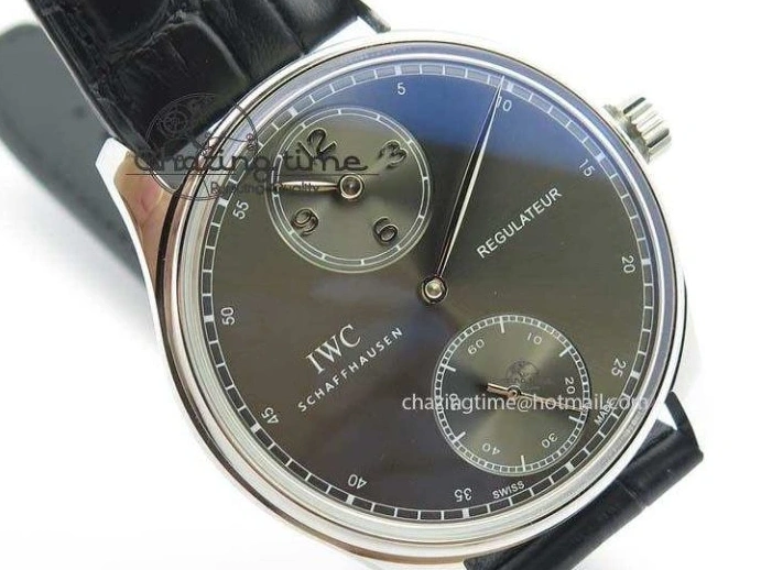 MIROTIME 0513 Portuguese IW544404 SS Gray Dial On Black Leather Strap A Practical 7259